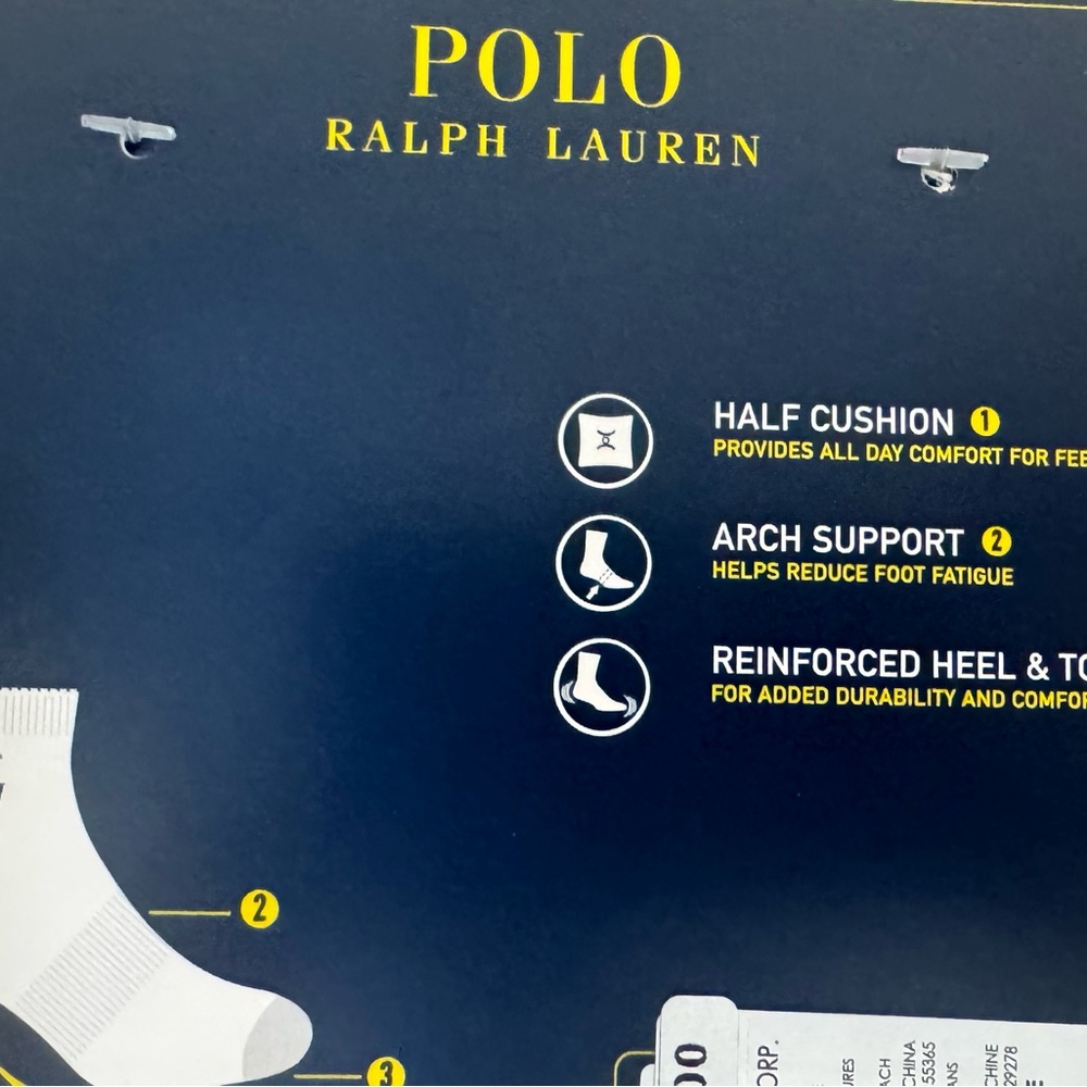 Polo Ralph Lauren Girls Sport Quarter Socks, 6-Pack - Picture 10 of 11